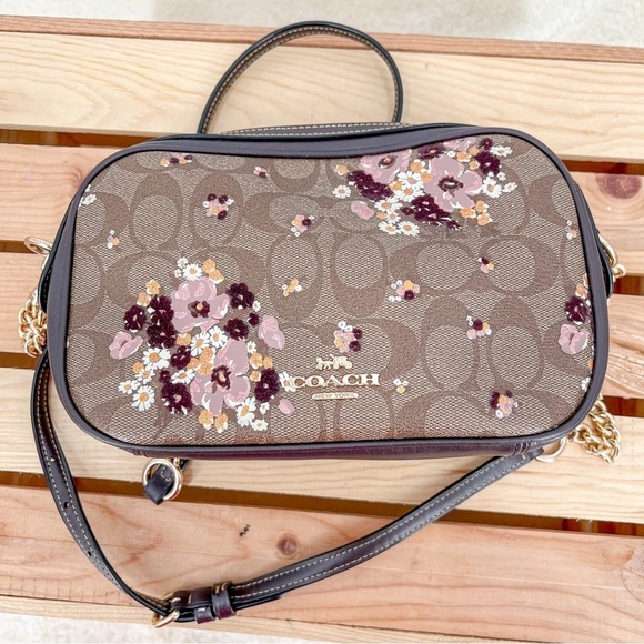 COACH 31433 ISLA CHAIN CROSSBODY SIGNATURE CANVAS FLORAL FLOCKING - Picture 2 of 6